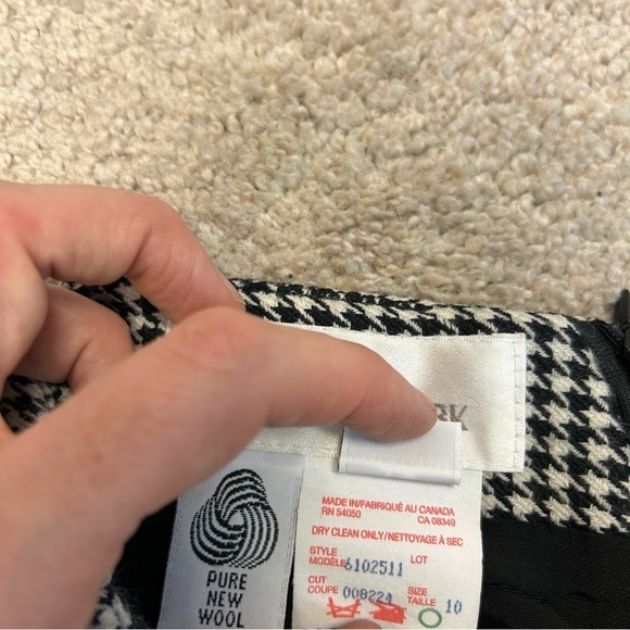 JONES New York black white houndstooth check wool pencil skirt Sz 10 - Picture 7 of 11